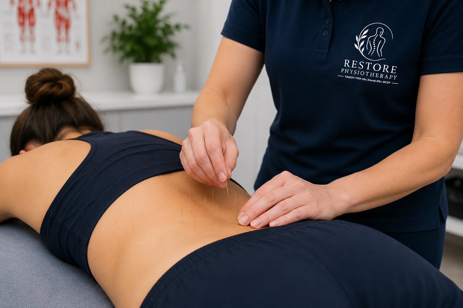 Fine acupuncture needles used during treatment