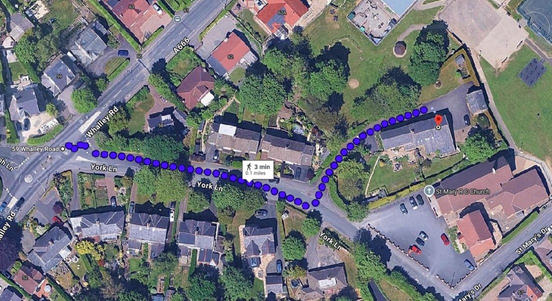 Map showing directions to Restore Physiotherapy clinic